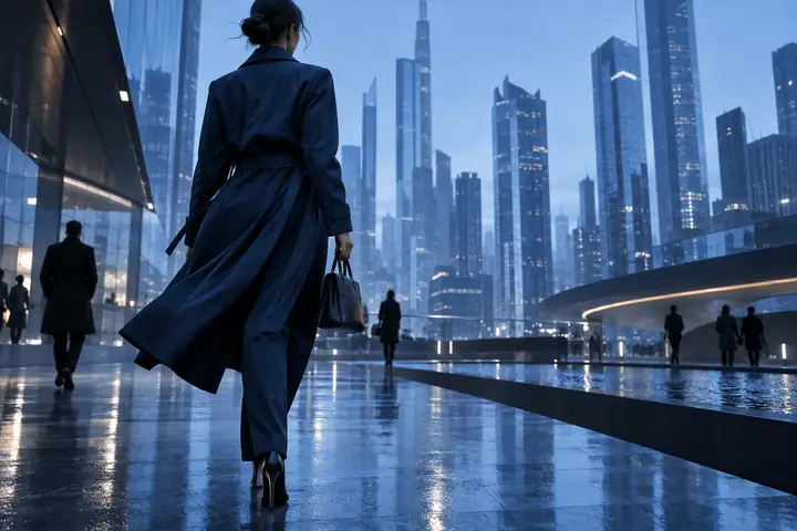Blue city fashion scene