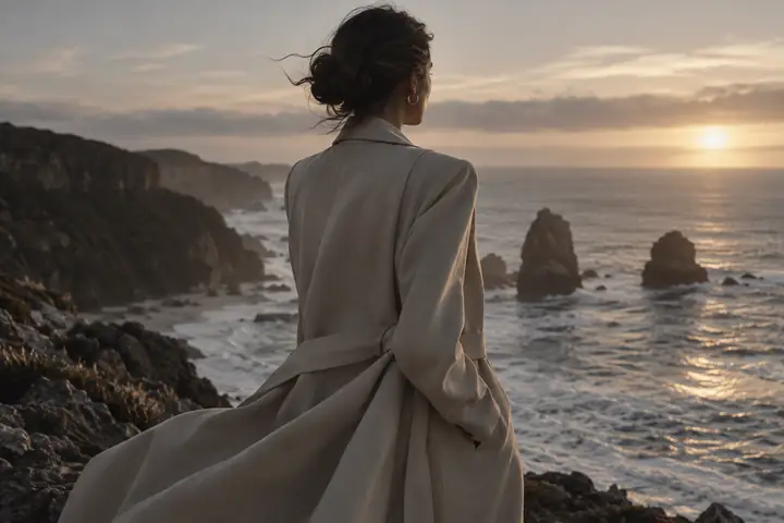 Fashion portrait by the sea