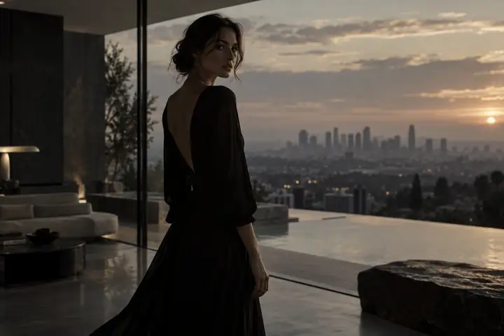 Woman in a cinematic fashion scene